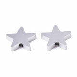 Alloy Star Bead, Rhodium Color Star Bead  | Fashion Jewellery Outlet | Fashion Jewellery Outlet