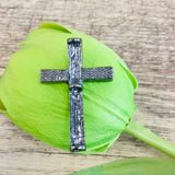 Rhodium/ Gunmetal Cross Bead | Fashion Jewellery Outlet | Fashion Jewellery Outlet