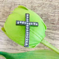 Rhodium/ Gunmetal Cross Bead | Fashion Jewellery Outlet | Fashion Jewellery Outlet