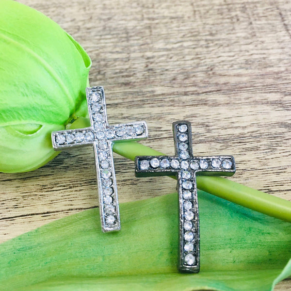 Rhodium/ Gunmetal Cross Bead | Fashion Jewellery Outlet | Fashion Jewellery Outlet