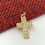 Cubic Zirconia Pave Gold Cross  | Fashion Jewellery Outlet